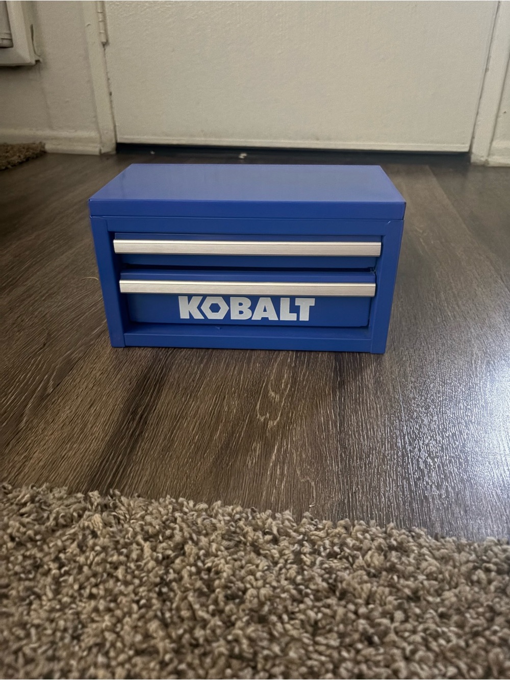 Kobalt Blue 2-Drawer Metal Storage Chest